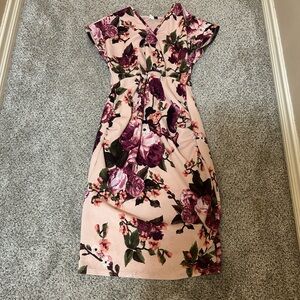 Pinkblush Floral Midi Dress in Pink and Plum